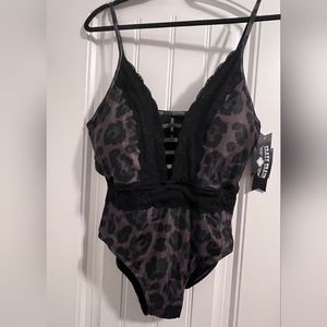 Crazy Train One Piece Leopard Print Bathing Suit  NWOT